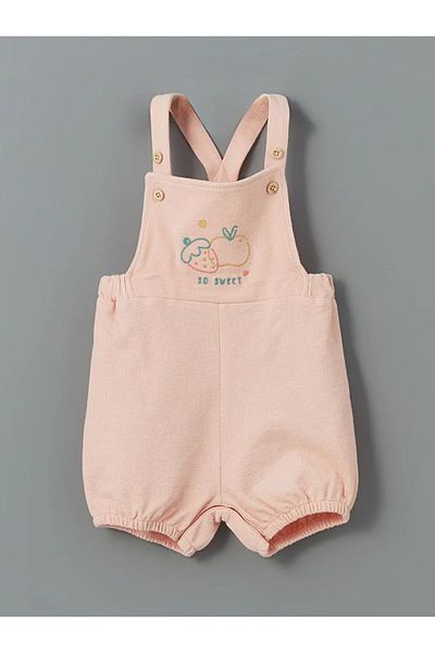 LC Waikiki Lcw Baby Pink Organic Fabric Baby Girl Salopet and T-Shirt 2-Pack