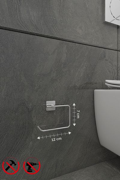 Alper Banyo Scilla Square Chrome Adhesive Toilet Roll Holder, Toilet Paper Hanger |   Paste or Assemble