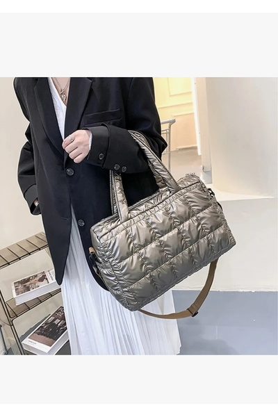 Obay Siyah Bir Stil 2021 Yeni Kış Omuz Çantası Kadın Çanta Uzay Pedi Büyük Kapasiteli Crossbody Çanta