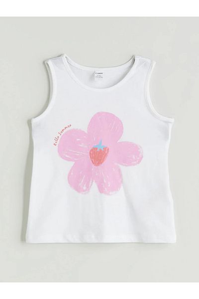 LC Waikiki Lcw Kids White Floral Girl's T-Shirt and Shorts 2-Pack