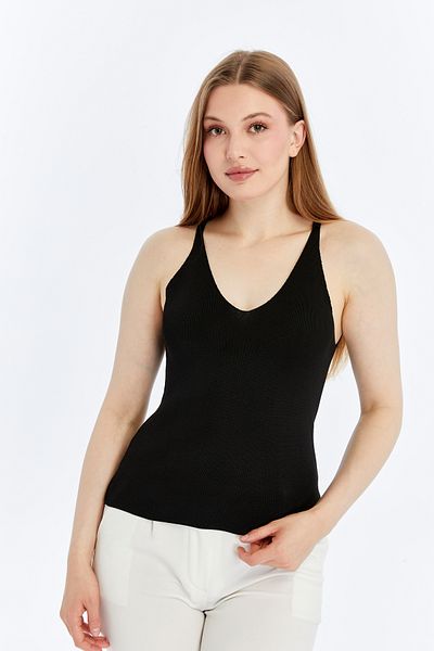 MA ananas Women's V Thin Strap Knitwear Blouse