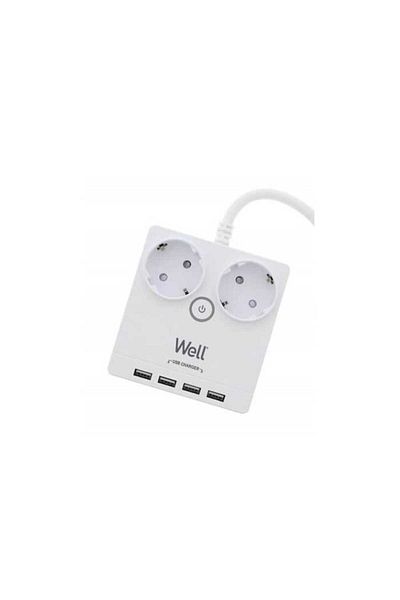 Well Extension cord 2 sockets 3m 4x USB with protection 3xg1.5mmp Well