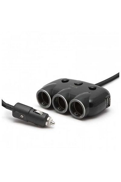 OEM Triple distributor for car cigarette lighter 12/24V 120W +2x USB 2100mAh black M'N'C
