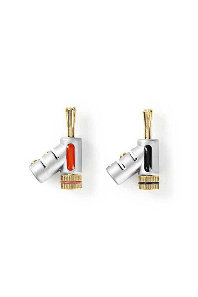Nedis PROFESSIONAL set of male-female banana connectors, silver metal, 2 pcs. Nedis CAGC26990ME