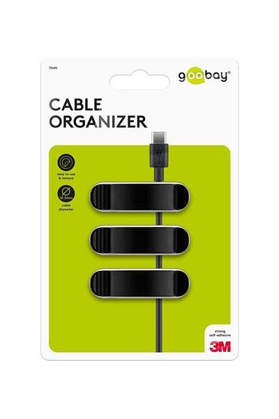 goobay Cable management clips 3 slots Goobay set of 3 pcs black