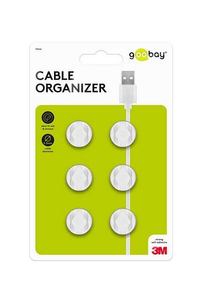 goobay Goobay 2-slot cable management clips set of 6 white