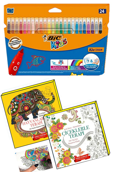 GÖNÜL YAYINCILIK Terapi Mandala Büyükler Için Boyama Seti - 2 Kitap Ve 24'lü Keçeli Kalem Nova