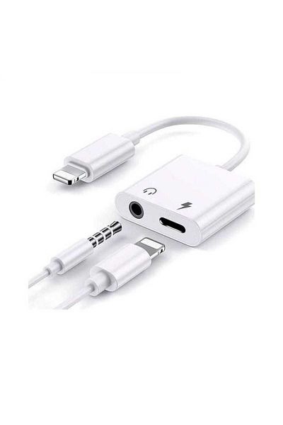 Xo Cablu adaptor conector iPhone - iPhone Lightning + Jack 3.5 mm 0.2m 2A alb XO-NB172B