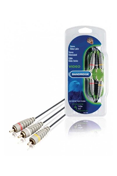 Bandridge Cablu audio-video 3x RCA tata - 3x RCA tata 2m albastru