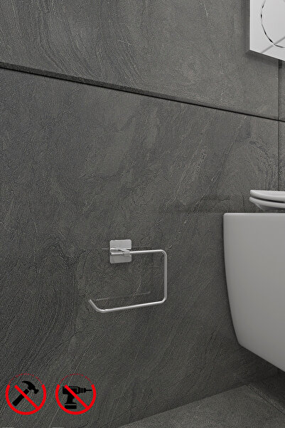 Alper Banyo Scilla Kare Krom Yapışkanlı Tuvalet Kağıtlığı, Tuvalet Kağıdı Askısı | İster Yapıştır İster Montajla