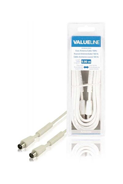 VALUELINE Cablu antena coaxial 100dB coaxial tata - coaxial mama 5m alb