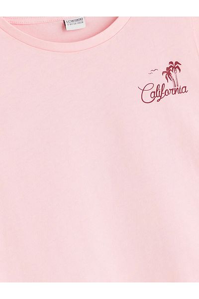 LC Waikiki Lcw kids pink bicycle collar california printed girl's undershirt