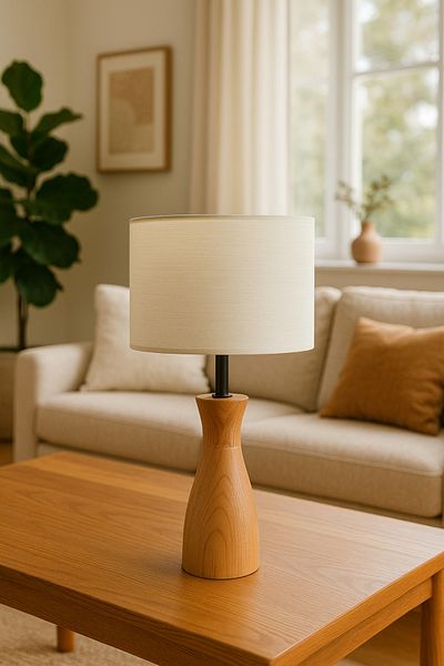 ESLENTA Cylinder Head and Wooden Leg Modern Lampshade Aurora