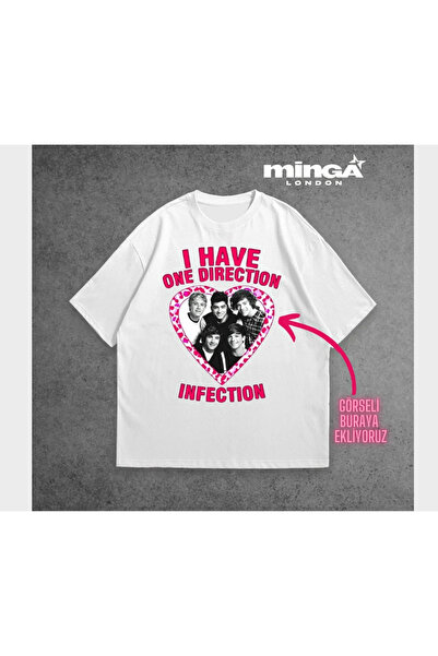 Minga London Beyaz Kişiye Özel Tasarlanabilir One Direction Oversize Tshirt -...