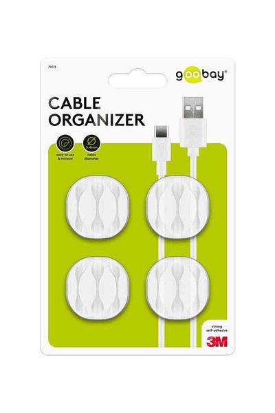 goobay Goobay 3-slot cable management clips set of 4 white