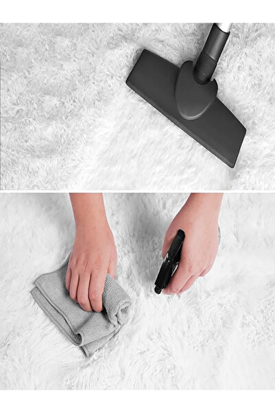 Badelya Home Beyaz Post Peluş Halı Yolluk Yumuşak Tüylü Puffy Kaymaz Özel Taban Dekoratif Yıkanabilir Modern