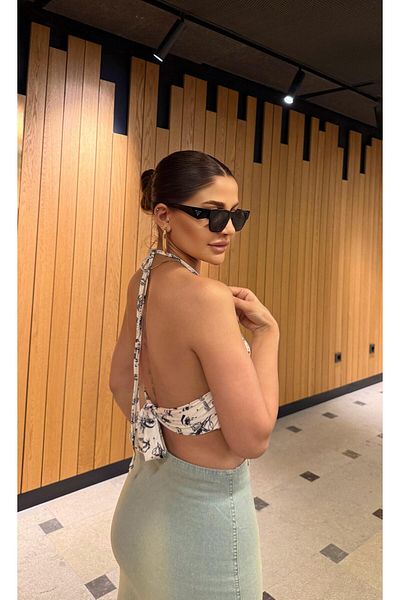 Daves Backless Patterned Off-White -Bustier