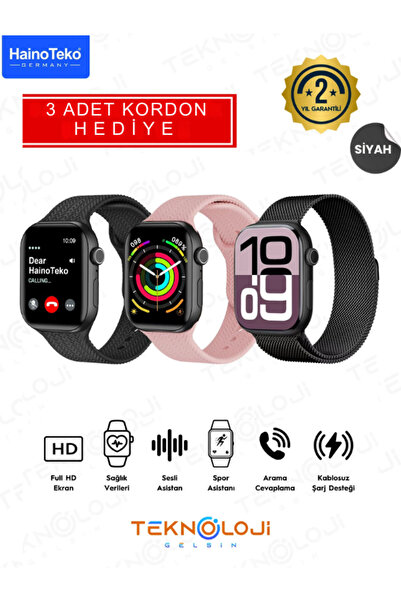 HAINOTEKO SQ-17 Mini Smart Watch Akıllı Saat 3 Kordonlu 38 mm Watch 10 Series Mini Sesli Görüşme ChatGpt.