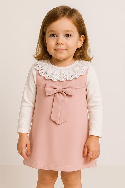 Nimini Kids Rochie pentru fetiță cu body din dantelă cu detaliu de panglică Eid (3-7 ANI)