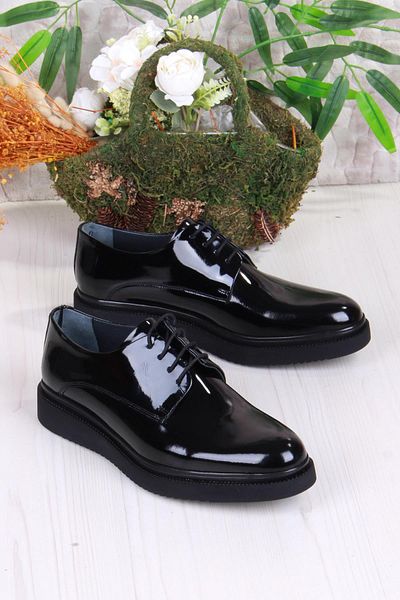 Mehmet Mete 42247 Patent Leather Lightweight Comfortable Genuine Leather Men's Shoes Inside and Out