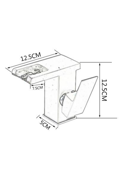 Blackswan Design Baterie chiuveta baie, Blackswan, Tip M243, alb/ auriu scurt cu pipa tip cascada si LED, 12.5 cm