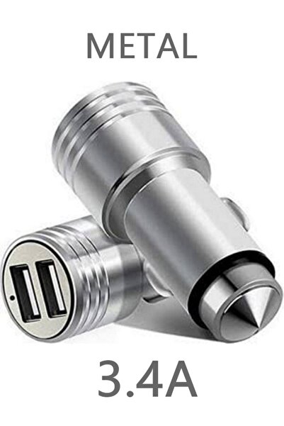 MOBİL GO Fiat Fiorino Oto Uyumlu Metal Araç Çakmaklık Şarj Aleti Çift Usb Ara...