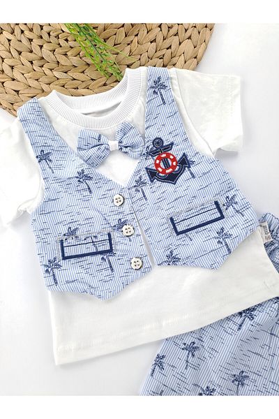 Butik Boy / Baby Double Suit T-Shirt Vest Shorts Bow Tie Gift Suit Holiday Sailor Emblem