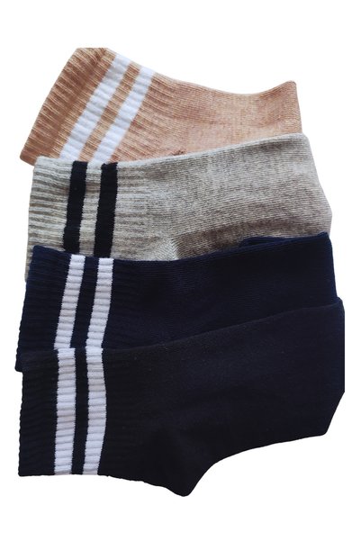 DİLRUBA AVM Unisex Quality Cotton Soft Women's Men's Ring Patterned College Socks (4 Pairs)