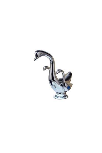 Blackswan Design Bathroom sink faucet, Blackswan, Type M257 Lebada, chrome with white ceramic pattern, 22 cm