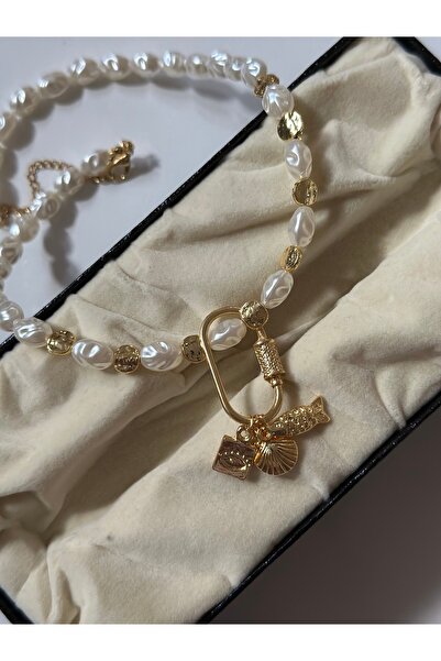 MİOSA Altın Kaplama Trend İncili Charm Kolye