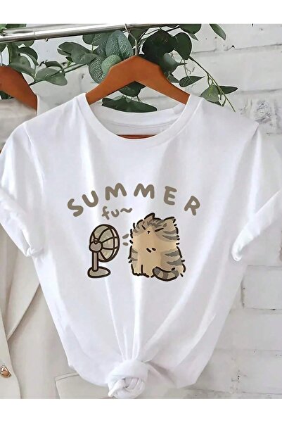 PALPİTO Ženska bela letnja Štampano Oversize kroj T-shirt