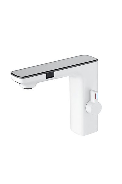 Blackswan Design Bathroom sink faucet, Blackswan, Type M225, white model, with LCD display and sensor, 18 cm