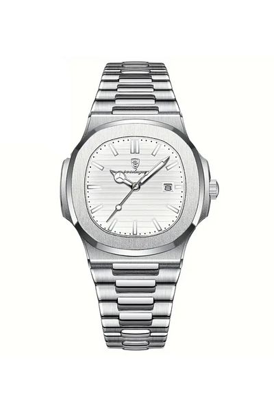 N.AK Poedagar Luxury Stylish Fashion Steel Men's Watch White