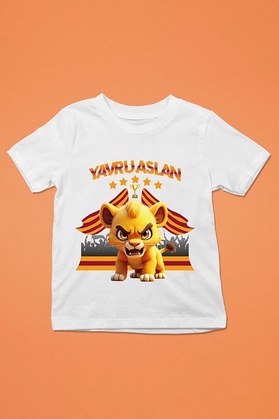 Store Lion Cub Fan -Galatasa-Pattern Printed Children's Black and White Tshirt