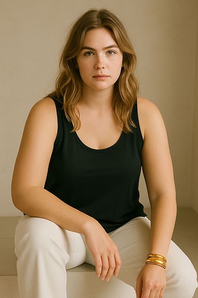 EFFE A-Line Plus Size Cotton Thick Strap Tank Top T-Shirt