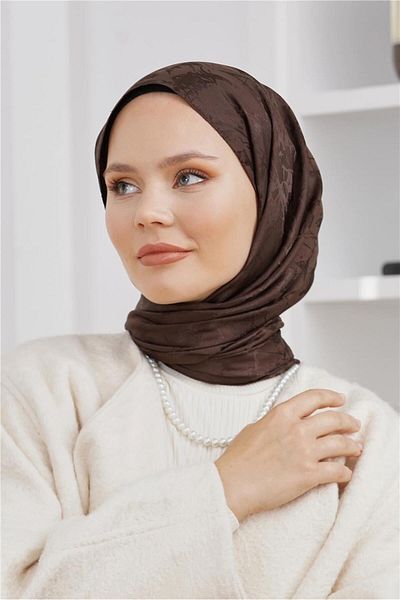 Loryan Σάλι Floş Jacquard Marble Dark Brown