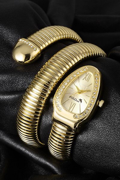 Enjoy Snake Model Stylish Wrapped Watch Gold Color