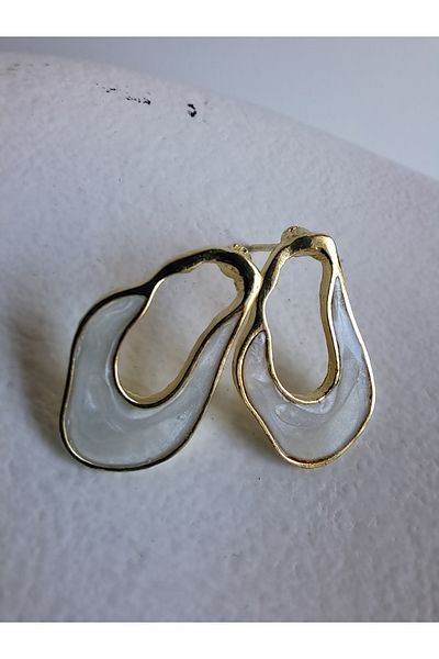 BHR AKSESUAR Ecru Boho Style Earrings