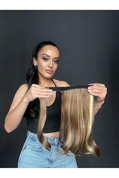 Suzan Peruk Kahverengi Sarı At kuyruğu Postiş Bağcıklı En kullanışlı model.AT...