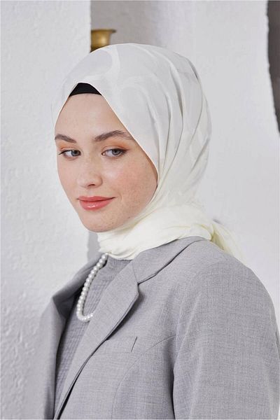 Loryan Σάλι Floş Jacquard Stone Ecru