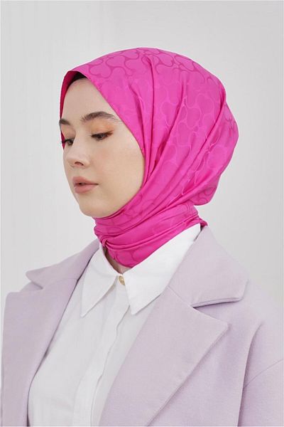 Loryan Floş Jacquard Karmen Fuchsia Shawl