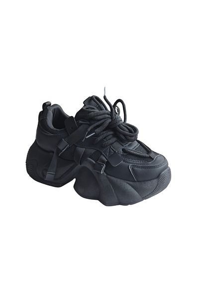Seastar Black women's sneakers, futuristic design, chunky sole