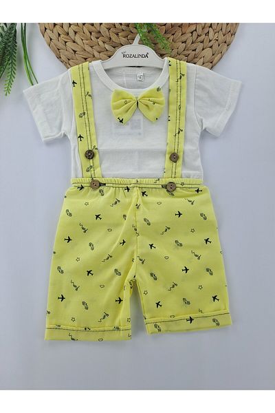 Butik Boy's Salopet Shorts T-Shirt Suit with Bow Tie