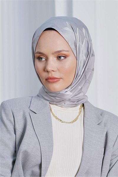 Loryan Gray Scarf Flush Jacquard Cupra Shawl