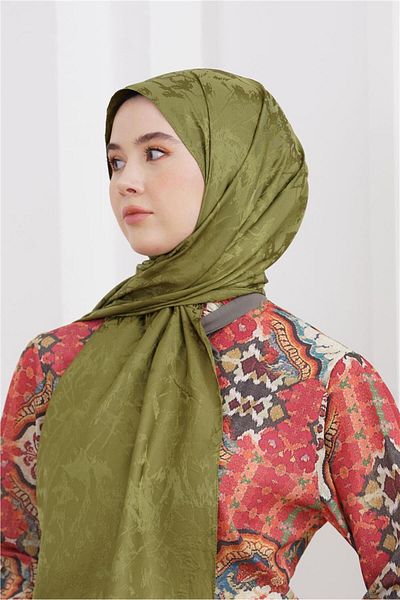 Loryan Floş Jacquard Marble Khaki Shawl