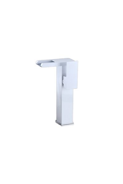 Blackswan Design Bathroom sink faucet, Blackswan, Type M299, tall white model with waterfall spout and LED, 24 cm
