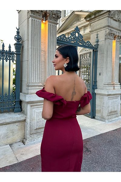 Afiş Butik Off Shoulder Midi Length Dress