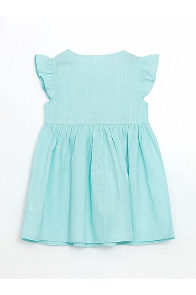 LC Waikiki Pleated Girl's Linen Look Shirt Dress