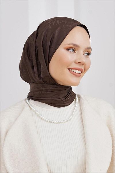 Loryan Σάλι Floş Jacquard Marble Dark Brown