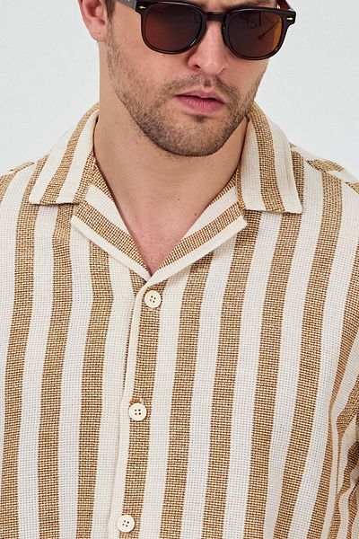 Cosplay Shirt Shorts Men's Two Piece Suit Striped